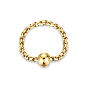 Anillo con cuentas <span class=keywords><strong>de</strong></span> <span class=keywords><strong>Metal</strong></span> para mujer y niña, joyería Coreana <span class=keywords><strong>de</strong></span> SP-LAM, Bola <span class=keywords><strong>de</strong></span> oro hecha a mano, sencillo, bonito - Product Image 6