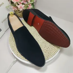 Suede Leather Slip On Casual Loafers Breathable Fashion Red Bottoms for Men Shoes