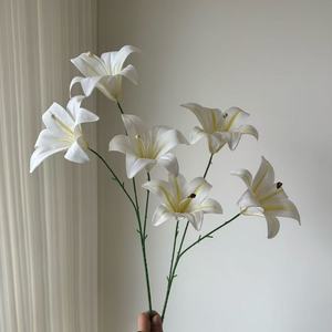 Junheyuan Artificial Lily <b>Flowers</b> <b>Single</b> Branch Soft Rubber Wedding Decorations <b>Flower</b> Arrangement - Product Image 3