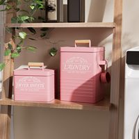 Usine personnalisée ferme boîte de rangement en métal sèche-linge porte-feuille lessive poudre à laver conteneur de stockage avec Scoop