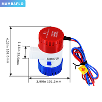 Pompe à eau de cale électrique MAMBAFLO 12V/24V DC 1100GPH pour bateau, pompe submersible à haut débit, pompe manuelle pour eau de mer
