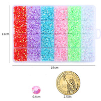 Jelly Resin Strass Set 24 compartiments AB électroplaqué gemmes plates nail art manucure DIY vrac