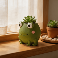 Pot de fleurs en résine personnalisé en forme de grenouille de dessin animé mignon, micro-paysage pour balcon et jardin domestique
