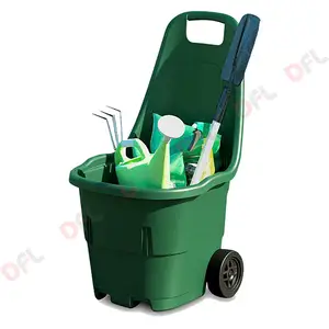 Excellent Green Color Resistant Plastic Wheeled Cube Carriage For Transporting Tools Plants And Woods