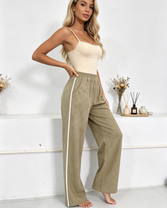 Damen Mode Alltags-Freizeithose Gerades Bein mit Weißer Seitenstreifen Lose Lange Hose Maßanfertigung Möglich - Product Image 2