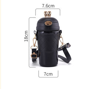 Taza Térmica de Acero Inoxidable con Orejas de Conejo de Pascua, con Funda de Cuero PU y Correa de Hombro Cruzada - Product Image 3