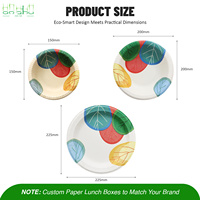 Assiettes en papier jetables écologiques biodégradables colorées avec plateau pour la rentrée scolaire