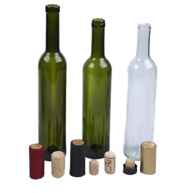 Yüksek kaliteli 375ml açık don buz şarap/meyve cam şarap şişeleri stoper ile