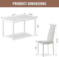 Meilleures ventes - Ensemble de table et chaises de salle à manger en imitation marbre pour quatre personnes, équipé de chaises rembourrées en cuir