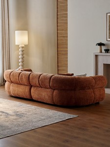 Canapé minimaliste italien <span class=keywords><strong>une</strong></span> <span class=keywords><strong>place</strong></span> en velours chenille caramel, style rétro, <span class=keywords><strong>fauteuil</strong></span> design pour grand salon - Product Image 5