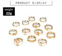 Ensemble de bijoux en cristal YWJC 13 pièces, bagues 2021 pour femmes, ensemble de bagues en acier inoxydable doré pour mariage, tendance