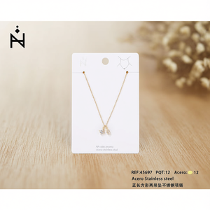 Collar con Colgante Rectangular Ziwei, Acero Inoxidable, Chapado en Oro, Minimalista, para Uso Diario, Joyería Unisex - Product Image 2