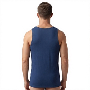 <b>Mens</b> Breathable Front Logo Solid Pattern Knitted <b>Gym</b> <b>Vest</b> Tank Top Casual Fitness Shirt OEM Custom - Product Image 2