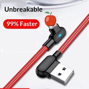 Câble de jeu pour téléphone portable à <span class=keywords><strong>double</strong></span> courbure avec lumière LED, tressé en nylon, compatible Android USB-C, charge rapide - Vente en gros disponible - Product Image 5
