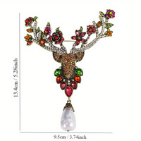 Vente chaude surdimensionné rétro plein strass tête de cerf broche industrie lourde Elk broche manteau vêtements accessoires Corsage