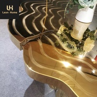 Meuble de maison au design unique, table de banquet en acier inoxydable or, 6 places, table à manger de luxe