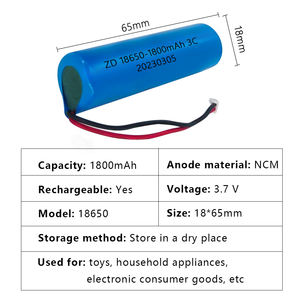 Batería <span class=keywords><strong>18650</strong></span> cilíndrica recargable 3,7 V 1800mAh batería de litio de iones de litio - Product Image 3