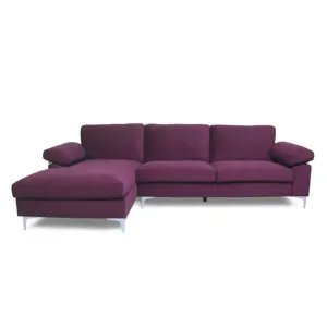 Elegant Convertible Sofa Paars Fluwelen Couch Woonkamer Sofa Set Meubels Met Bed In Het