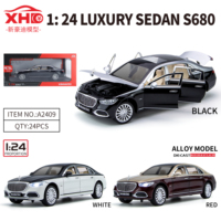 Vente en gros de modèles de voitures en métal moulé sous pression à l'échelle 1:24, Limousine S680 BenZ, collection de jouets pour enfants de 8 ans et plus, mécanisme de recul