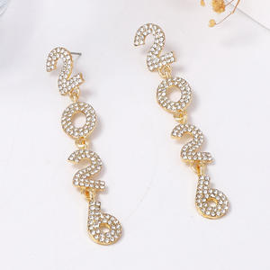Mode Carnaval Nieuwjaar Natuursteen 2026 Digitale Legering Lange Oorbellen Senior Niche Voortreffelijke All-Match Hot Selling - Product Image 4