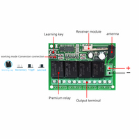 Module récepteur de relais 4 canaux DC 12V avec télécommande RF universelle 4 canaux 433 Mhz