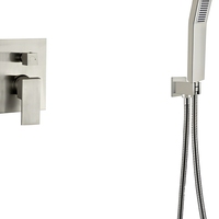 Nouveau design moderne, système de douche en laiton chromé, montage mural, encastré, 3 voies, haute pression, ensemble de douche à main