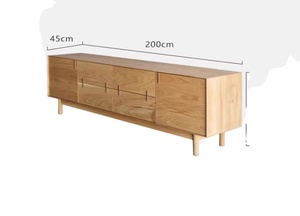 Meuble TV de luxe en noyer massif avec tiroirs pour salon moderne - Product Image 2