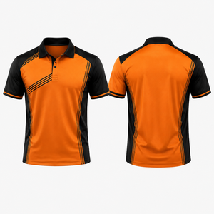 Moisture Wicking Contrast Stripe Breathable Quick Dry <b>Orange</b> and Black <b>Polo</b> Shirt Custom Embroidered logo - Product Image 2