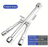 Clé à écrous croisés pliable WANPU 17-23 mm, clé à écrous télescopique en acier à haute teneur en carbone, vente en gros d'usine OEM/ODM pour le changement de pneus
