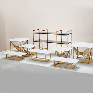 Rehausseurs de table de buffet modernes en acier inoxydable, design carré, pour la <span class=keywords><strong>restauration</strong></span> de mariage et l'affichage de la nourriture dans les hôtels - Product Image 1