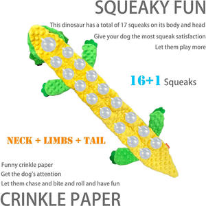Perro Squeak Dinosaurs Durable Interactivo Masticar No más chirridos Papel arrugado Manténgalos ocupados Juguetes <span class=keywords><strong>de</strong></span> peluche sin relleno - Product Image 4