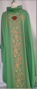 Veste Sacerdotale <span class=keywords><strong>da</strong></span> Chiesa Casula, Abito Ricamato a Maniche Lunghe a Blocchi di Colore di Media Lunghezza in Pizzo Traforato - Product Image 5