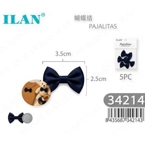 ILAN โบว์ไท 3.5x2.5 ซม. สีกรมท่า 5 ชิ้น สำหรับเด็ก เครื่องประดับเสื้อผ้า - Product Image 1