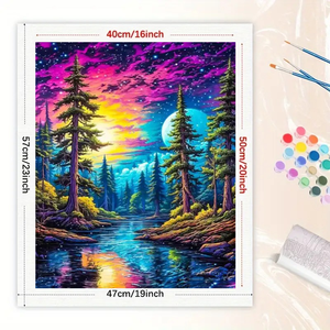 Kit di pittura Fantasy foresta con numeri per adulti: cielo vibrante e fiume da sogno 16x20 pollici, regali d'<span class=keywords><strong>arte</strong></span> surreali senza cornice - Product Image 2