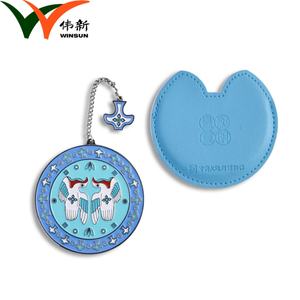 Fashion Design Printed Bird Simple <b>Small</b> Metal Mini <b>Mirror</b> Personalized Compact <b>Mirror</b> with PU Pouch - Product Image 2