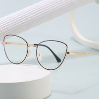 Lunettes de vue rétro BK T8042 anti-lumière bleue pour femmes, monture en métal, UV400, verres optiques, or noir, mode vintage