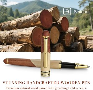 Juego de Bolígrafos de Lujo BEILUNER de Madera de Arce - Elegantes Artículos de Escritura para Oficina y Escuela en Caja de Regalo con Recambios Adicionales (Negro) - Product Image 2