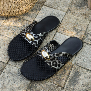 2026 Summer New Style Comfortable Soft Bottom Outdoor Sandals for Women Flat French Baotou <b>Half</b> Slippers Mesh <b>Slip</b>-on Closure - Product Image 3