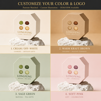 Boîte cadeau pour biscuits personnalisée en forme de prisme octogonal, haut de gamme, recyclable, avec étiquette dorée texturée, emballage en boîte à deux pièces de couleur crème