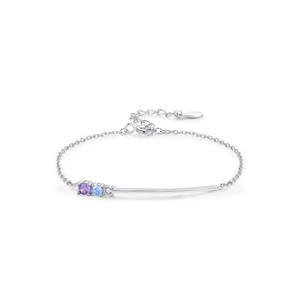 Nouveau bracelet chaîne en argent sterling S925 avec zirconias ronds colorés pour femme, cadeau romantique, version cuivre personnalisable - Product Image 1