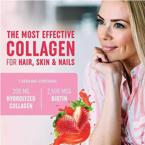 Gummies de collagène à la biotine saveur fraise – Complément alimentaire pour la santé des cheveux, de la peau et des ongles - Product Image 3