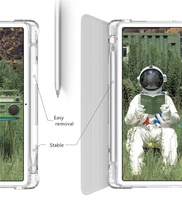 Étui pour tablette Redmi Pad 10,6 pouces 2022 en cuir PU pliable à trois volets, design antichoc et étanche, coque arrière souple en TPU transparent