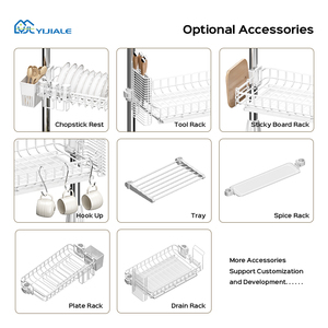 YIJIALE gümüş <span class=keywords><strong>3</strong></span> katmanlar toptan çanak çelik dolap ekran uzay sepeti üniteleri toz organizatör mutfak depolama raf Metal - Product Image 6