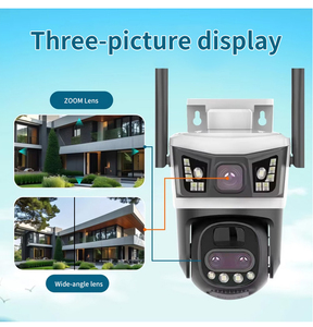 Caméra de sécurité extérieure IP avec zoom numérique 10X, audio, PTZ, trois objectifs, grand angle, capteur CMOS, vision nocturne, panneau solaire, carte mémoire - Product Image 6