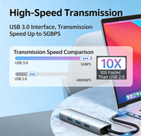 Hub USB 3.0 de 3 Puertos con Ethernet Gigabit de 1000 Mbps, RJ45, Tipo C, de Aluminio, con Cable, Tarjeta de Red Externa, Estación de Acoplamiento, Listo para Enviar