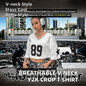 <span class=keywords><strong>T</strong></span>-shirts de basket-ball personnalisés avec logo en polyester, impression par sublimation, respirants, vintage Y2K, crop top pour femmes - Product Image 4