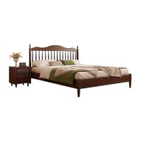 Lit double moderne minimaliste de style américain en bois massif, modèle 319, tailles 1,5 m et 2,0 m, fabriqué en Chine