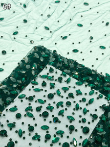 Dhorse Luxury <span class=keywords><strong>Diamante</strong></span> Champagne Gold Rhinestone Mesh Tulle <span class=keywords><strong>Fabric</strong></span> - Product Image 5