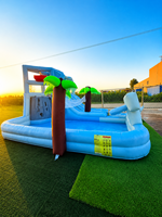 Château sautant gonflable d'usine avec toboggan et piscine Blow up Water Play Oxford Gonflable Bounce House Combo pour enfants