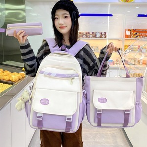 Student schoolbag women's korean style ins large capacity junior high <b>school</b> student <b>backpack</b> color block campus bookbag - Product Image 2